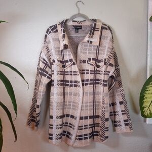 Kempson Plaid Lightweight Front Pocketed Preppy Soft Slouchy Boho Chore Coat